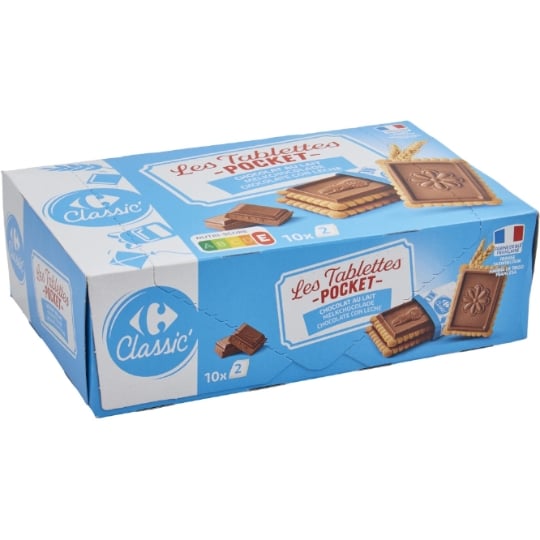 Biscuits Petit Beurre Tablette Chocolat au Lait CARREFOUR CLASSIC'
