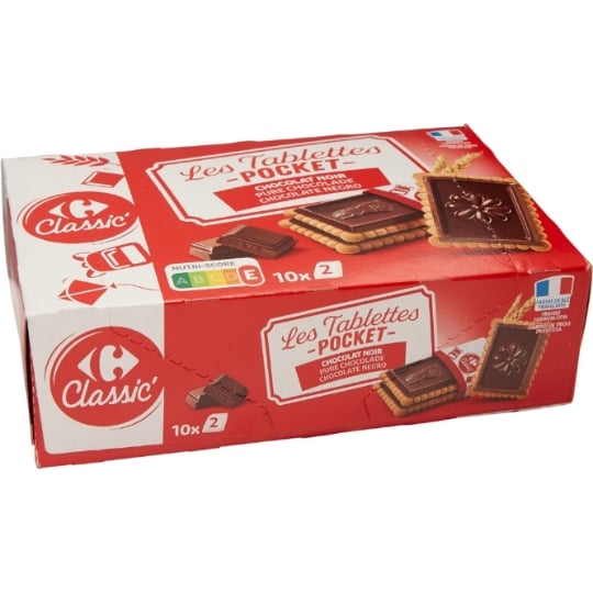 Biscuits Petit Beurre Tablette Chocolat Noir CARREFOUR CLASSIC'