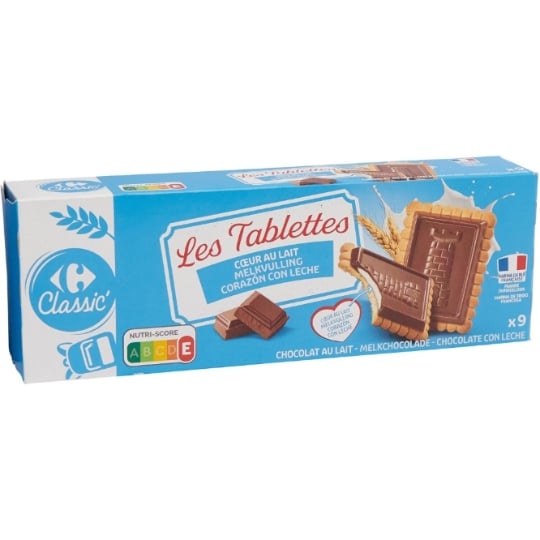 Biscuits Tablette Chocolat Lait Cœur Lait CARREFOUR CLASSIC'