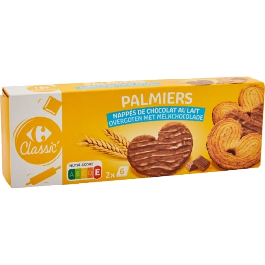 Biscuits palmiers chocolat au lait CARREFOUR CLASSIC'