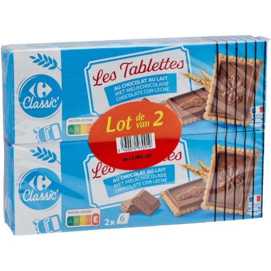 Biscuits Petit Beurre Tablette Chocolat au Lait CARREFOUR CLASSIC'