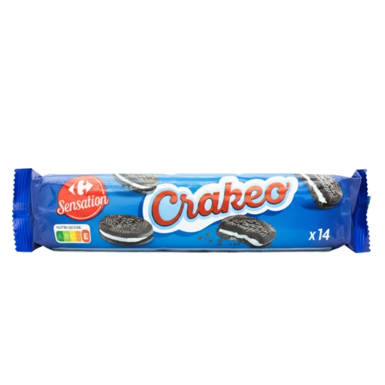 Biscuits au cacao maigre fourrés goût vanille CARREFOUR SENSATION