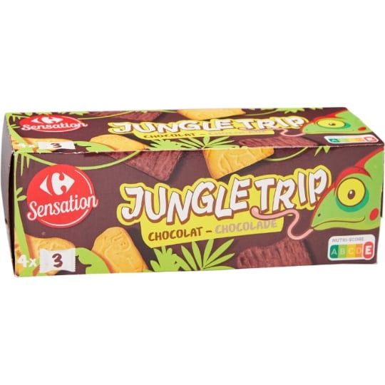 Biscuits Nappés Chocolat Jungle trip CARREFOUR SENSATION