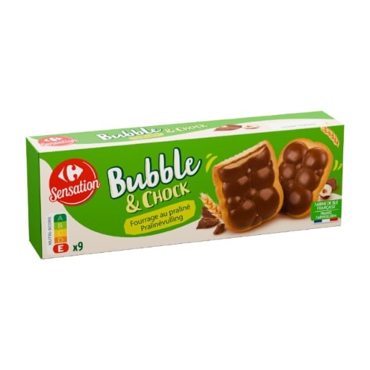Biscuits Tablette Chocolat Praliné Bubble Chock CARREFOUR SENSATION