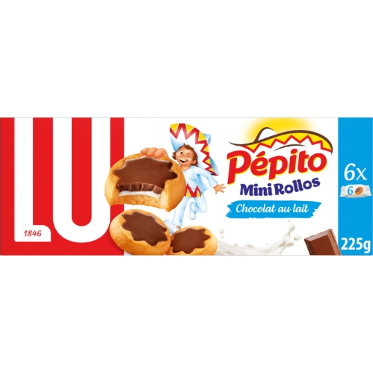 Biscuits fourrés et nappés au chocolat au lait Mini Rollos Pepito LU