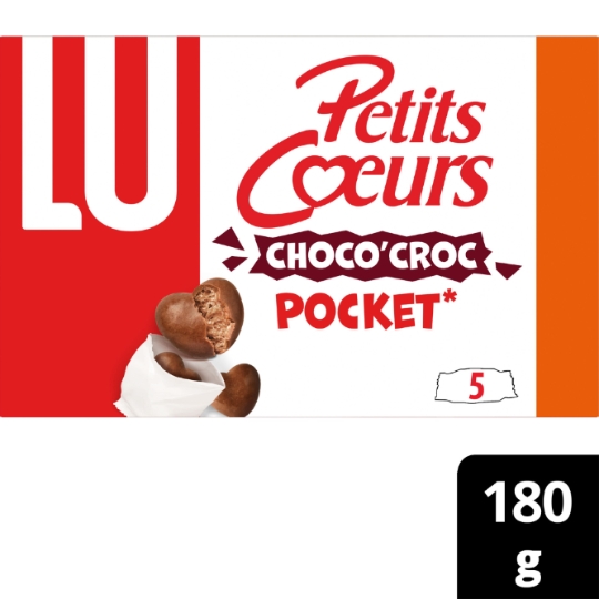 Biscuits enrobés de chocolat au lait Choco'Croc Pocket Petits Cœurs LU