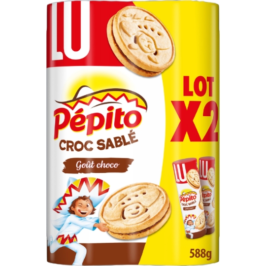 Biscuits fourrés au chocolat Croc Sablé Pepito LU