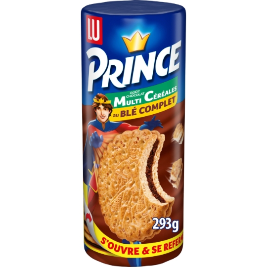 Biscuits multicéréales fourrés au chocolat au blé complet Prince LU