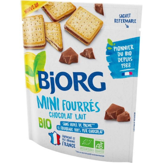 Biscuits bio Mini fourrés chocolat au lait BJORG