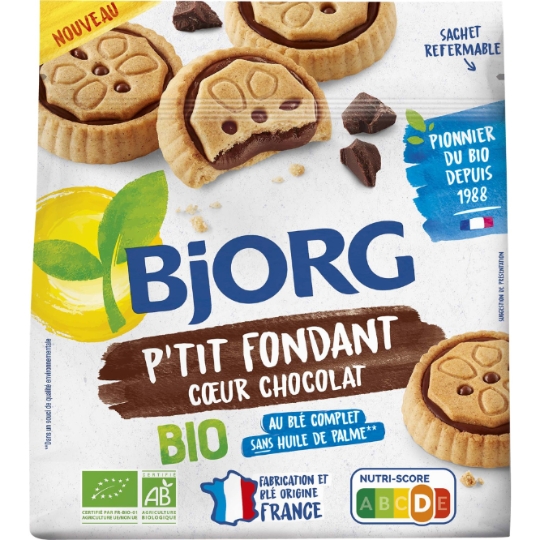 Biscuit bio Petit fondant cœur chocolat BJORG