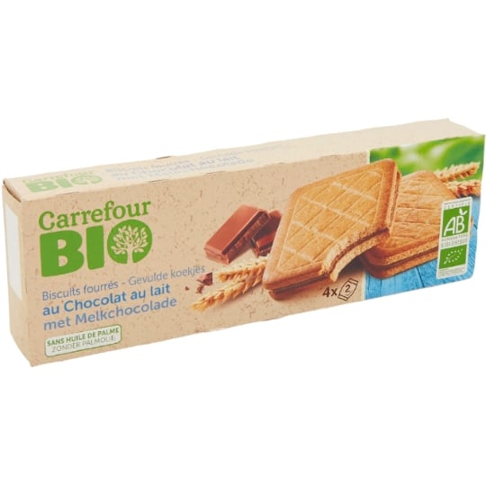 Biscuits fourrés chocolat au lait CARREFOUR BIO
