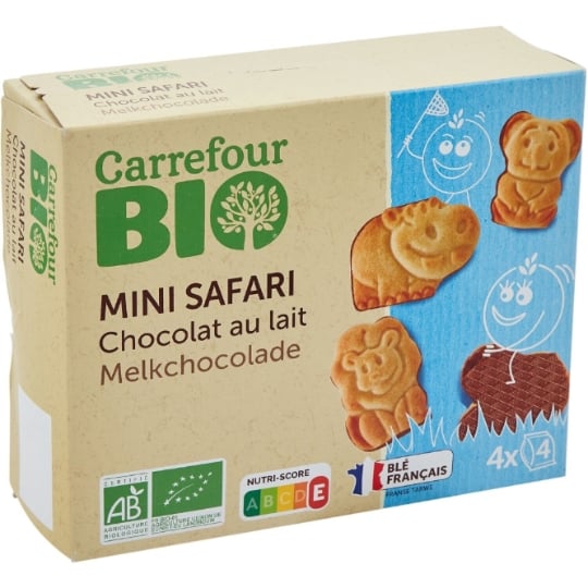 Biscuits Chocolat au Lait Mini Safari Bio CARREFOUR BIO