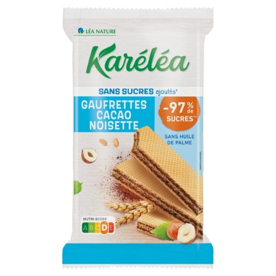 Biscuits gaufrettes cacao noisette s/sucres ajoutés KARELEA
