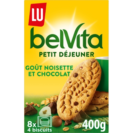 Biscuits petit déjeuner goût noisette et chocolat Original Belvita LU