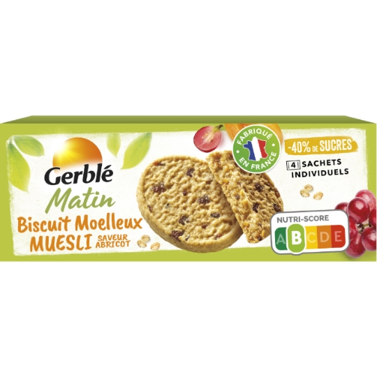 Biscuits Moelleux Petit Déjeuner Muesli Saveur Abricot GERBLE