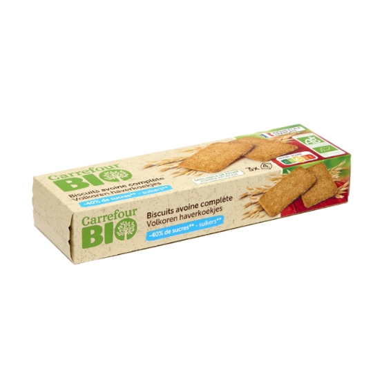 Biscuits bio, avoine complète et réduits en sucres CARREFOUR BIO
