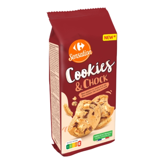 Cookies Maxi Pépite au Cacao et au Lait Cookies & Chock CARREFOUR SENSATION