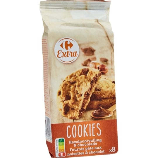 Cookies fourrés noisettes chocolat CARREFOUR EXTRA