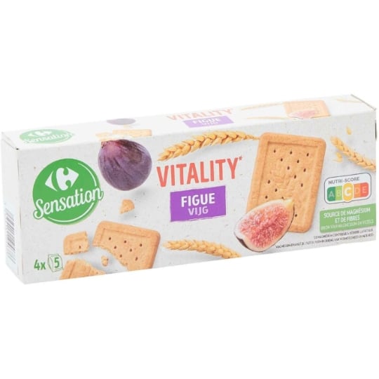 Biscuits  Vitality figue source de magnésium et de fibres CARREFOUR SENSATION