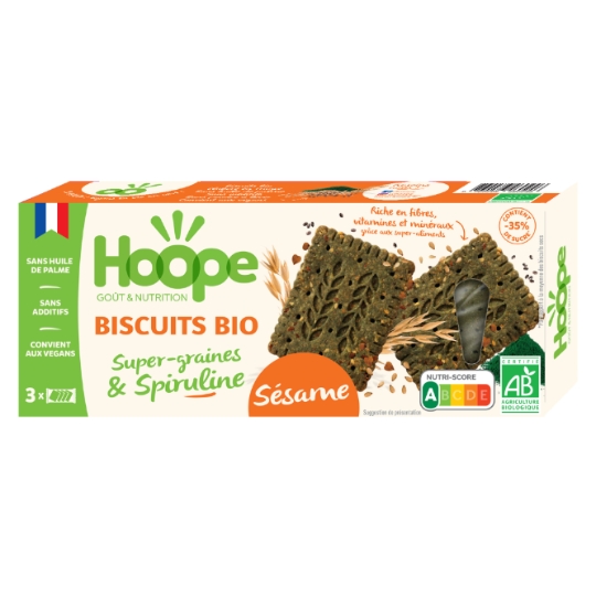 Biscuits Super Graines de Sésame et Spiruline Bio HOOPE