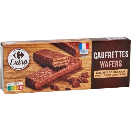 Biscuits gaufrettes enrobées chocolat CARREFOUR EXTRA