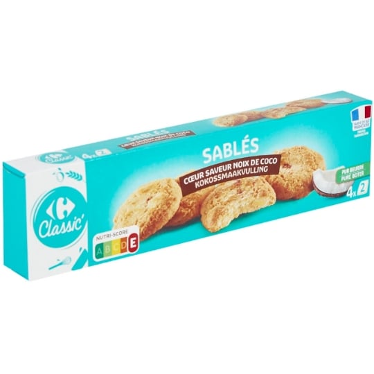 Biscuits pur beurre cœur noix de coco CARREFOUR CLASSIC'