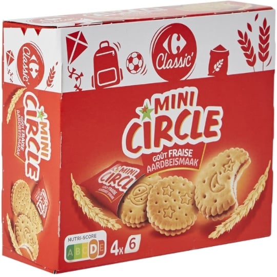 Biscuits Goût Fraise Mini Circle CARREFOUR CLASSIC'