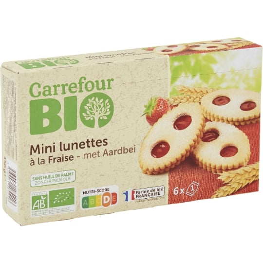 Biscuits  mini lunettes fraise Bio CARREFOUR BIO