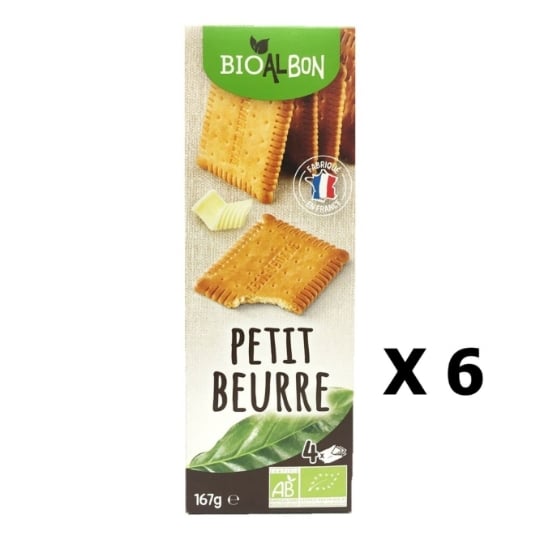 Lot 6x Biscuits Petit Beurre Bio - Bioalbon - Paquet 167g BIOALBON