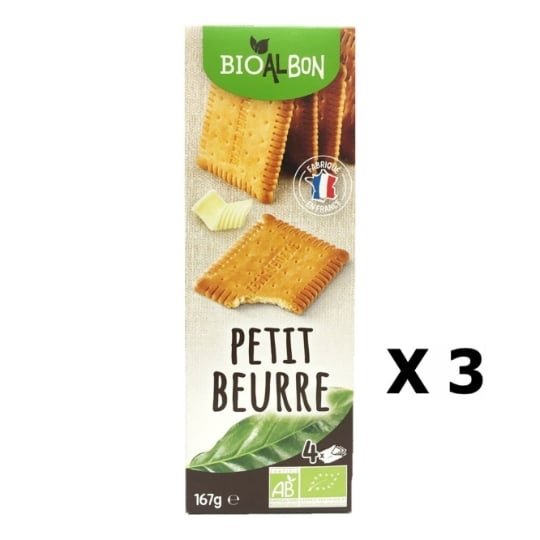 Lot 3x Biscuits Petit Beurre Bio - Bioalbon - Paquet 167g BIOALBON