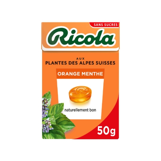 Bonbons orange menthe sans sucres RICOLA