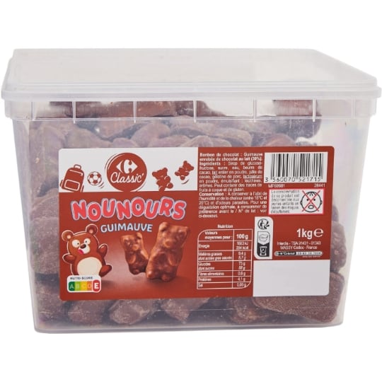 Bonbons Chocolat Lait Guimauve Nounours CARREFOUR CLASSIC'