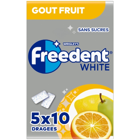 Chewing-Gum Goût Fruits Sans Sucres FREEDENT WHITE
