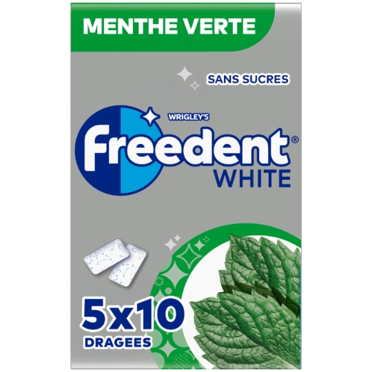 Chewing-Gum Menthe Verte Sans Sucres FREEDENT WHITE
