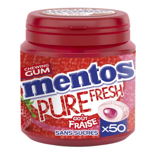 Chewing-Gum Pure Fresh Fraise Sans Sucres MENTOS
