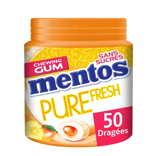 Chewing-Gum Pure Fresh Ananas Mangue Orange Sans Sucres MENTOS