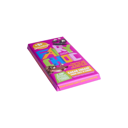 Tablette de Chocolat au Lait avec Pépites de Chocolat Blanc CARREFOUR SENSATION