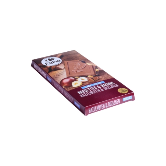 Tablette de Chocolat Lait Noisettes Raisins CARREFOUR EXTRA