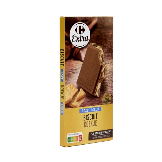 Tablette de Chocolat au Lait et aux Morceaux de Biscuits CARREFOUR EXTRA