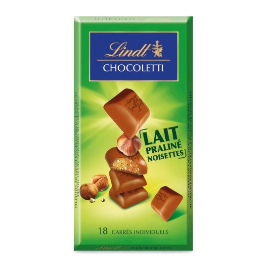 Carrés de Chocolat Lait Praliné Noisettes LINDT