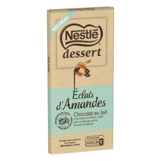 Tablette de chocolat lait éclats d'amandes NESTLE DESSERT