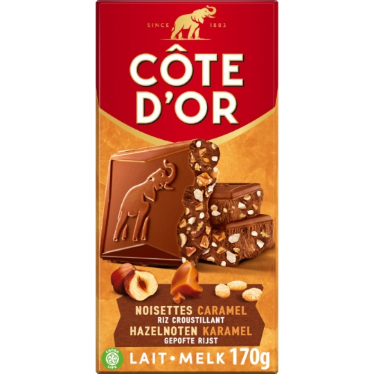 Tablette de Chocolat Lait Noisettes Caramel Riz Croustillant COTE D'OR