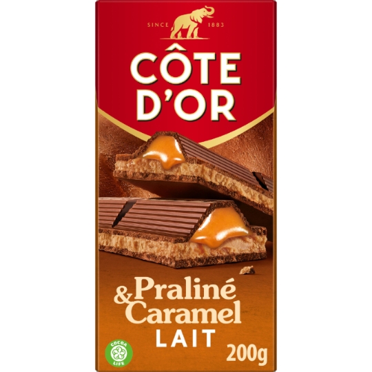 Tablette de Chocolat Lait Praliné Caramel COTE D'OR