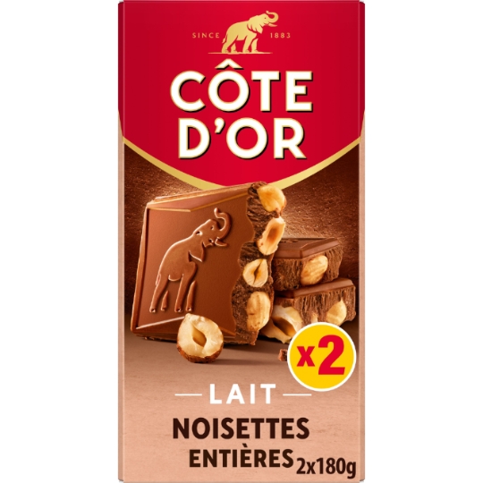 Tablette de Chocolat Lait Noisettes Entières COTE D'OR