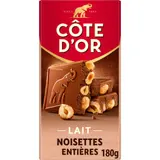 Tablette de Chocolat Lait Noisettes Entières COTE D'OR