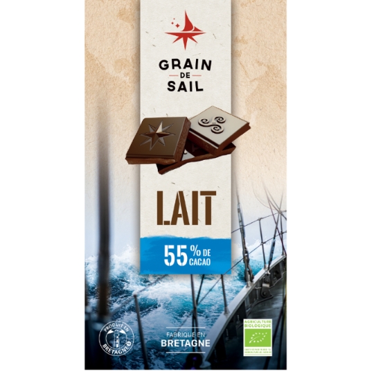 Tablette de chocolat Lait 55% de cacao bio GRAIN DE SAIL