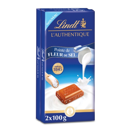 Tablette de chocolat Lait Fleur De Sel LINDT L'AUTHENTIQUE