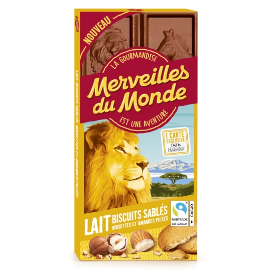 Chocolat au lait Biscuit Sablés noisette et Amandes Pilées MERVEILLES DU MONDE