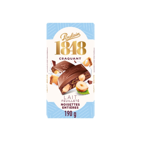 Chocolat Au lait aux Noisettes Entières et Eclats de Crêpes Dentelle au Beurre POULAIN