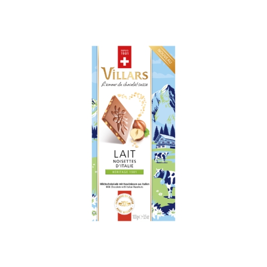Tablette de Chocolat Lait Noisettes d'Italie VILLARS